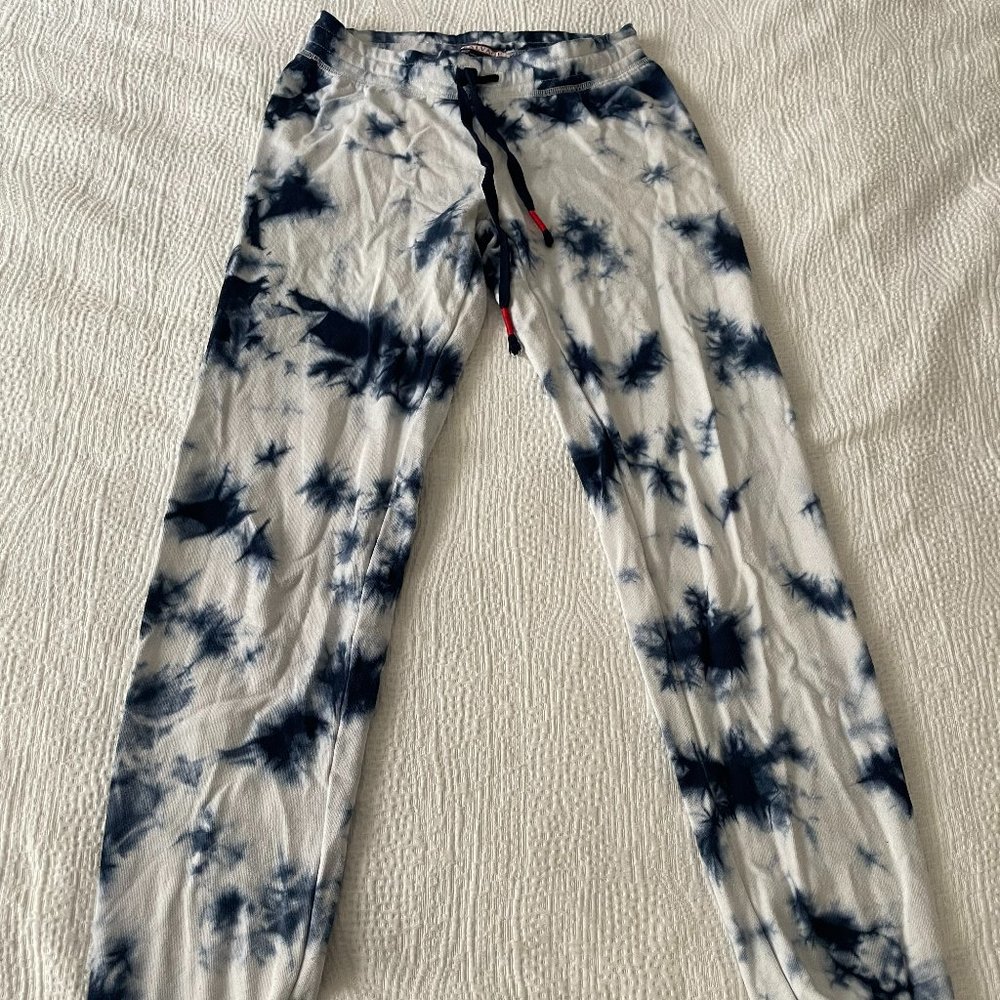 PJ Salvage Blue and White Tie-Dye Joggers, Size XS